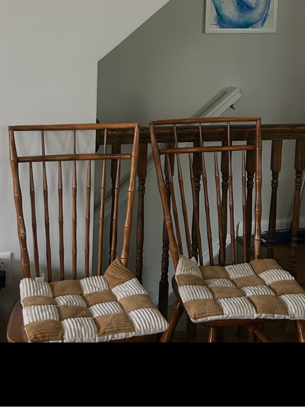 4 square chair cushion covers - fleece and gingham